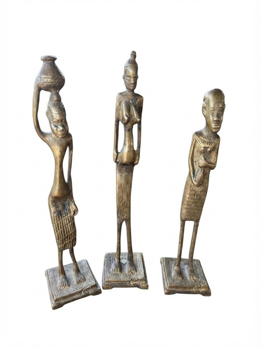 Brass Tribal Figurine Sculpture Set - Decorative Home Art